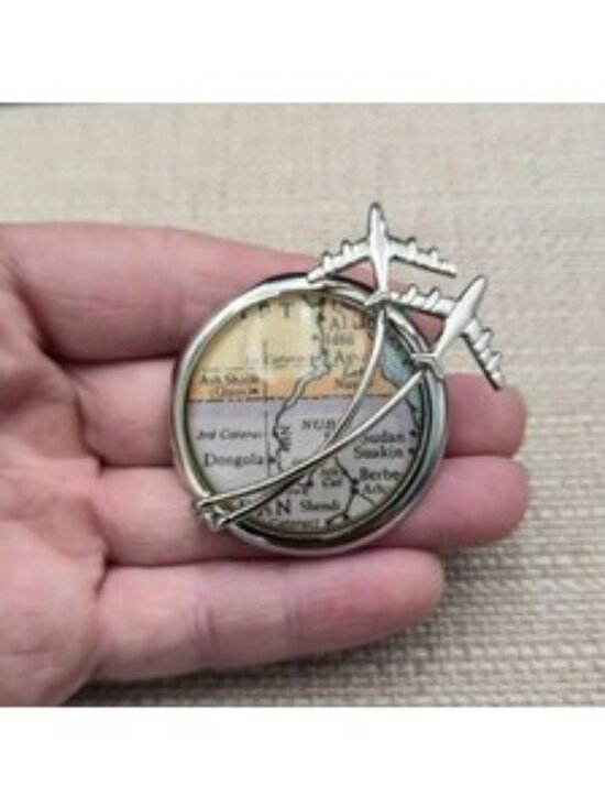Jewelry - Vintage Egypt & Sudan Map Airplane Travel Enamel Pin B1496